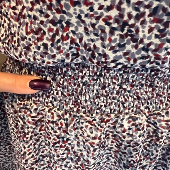 1. State Midi Dress Smocked Neck Ruffle Cap Sleeve Tiered Skirting, Size Large - Picture 9 of 15